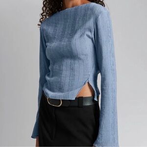 & Other Stories Blue Textured Blouse